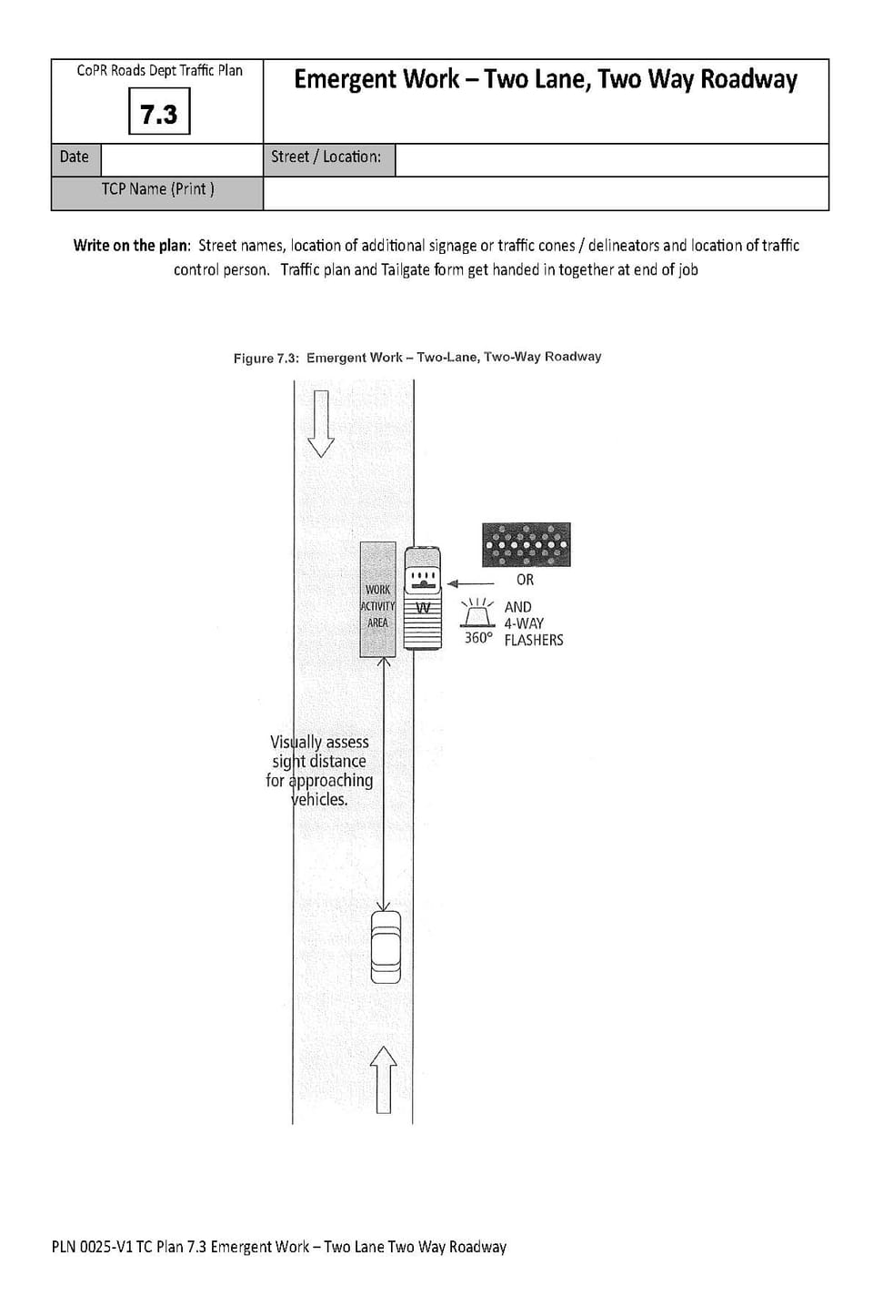 Traffic Plan 7.3 - Two Lane, Two Way Roadway